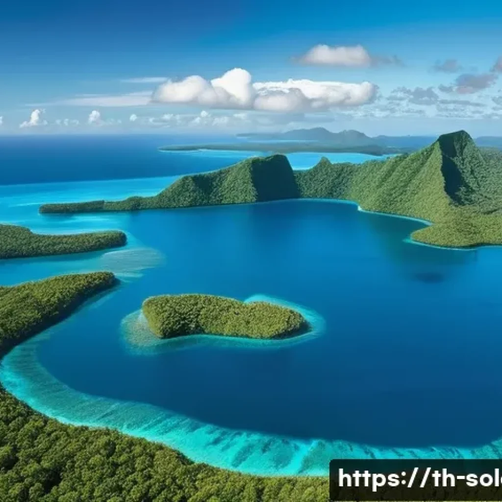 솔로몬 제도 유네스코 세계유산 - **Prompt 1: Majestic Raised Coral Atoll and Lake Tegano**
A breathtaking aerial wide shot of Eas...