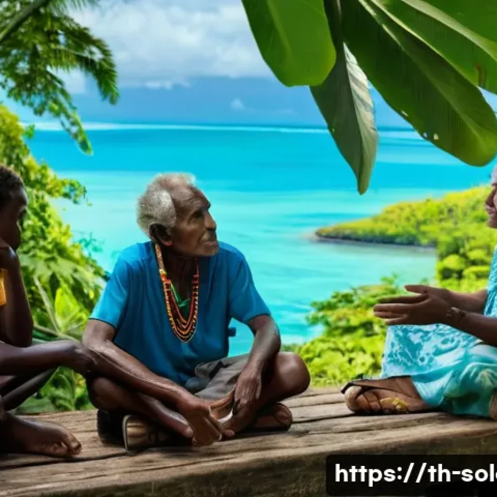 솔로몬 제도 2021년 폭동 - **Prompt:** A serene, sun-drenched coastal village in Malaita, Solomon Islands. In the foreground, a...