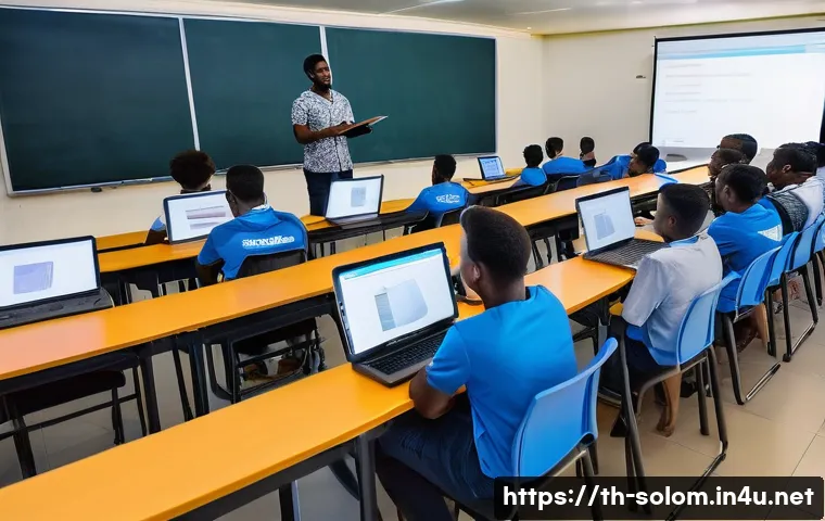 솔로몬 제도 대학 및 고등 교육 - A modern classroom scene in the Solomon Islands featuring diverse university students actively engag...