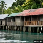Home 23 솔로몬 제도 환경 문제 - A coastal village in the Solomon Islands facing rapid sea level rise, showing traditional wooden hou...